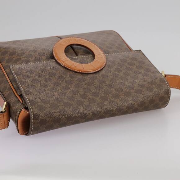 CELINE Macadam Canvas Shoulder Bag Pvc Leather Brown Gold - Picture 6 of 13